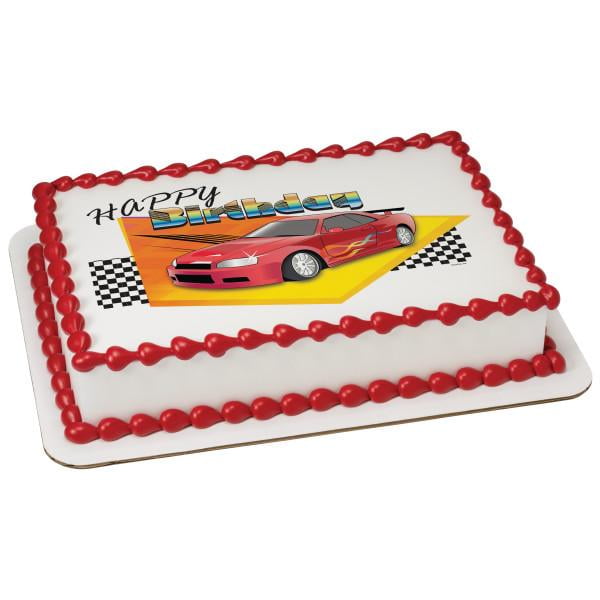 CARS MIXED PERSONALISED BIRTHDAY PRECUT EDIBLE 7.5 INCH CAKE TOPPER B056 