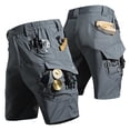 thumbnail image 7 of Mens Tactical Cargo Shorts Elastic Waist Waterproof Quick Dry Shorts Casual Outdoors Work Gray 3XL, 7 of 7