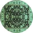 thumbnail image 1 of Ahgly Company Indoor Round Oriental Turquoise Blue Industrial Area Rugs, 4' Round, 1 of 4