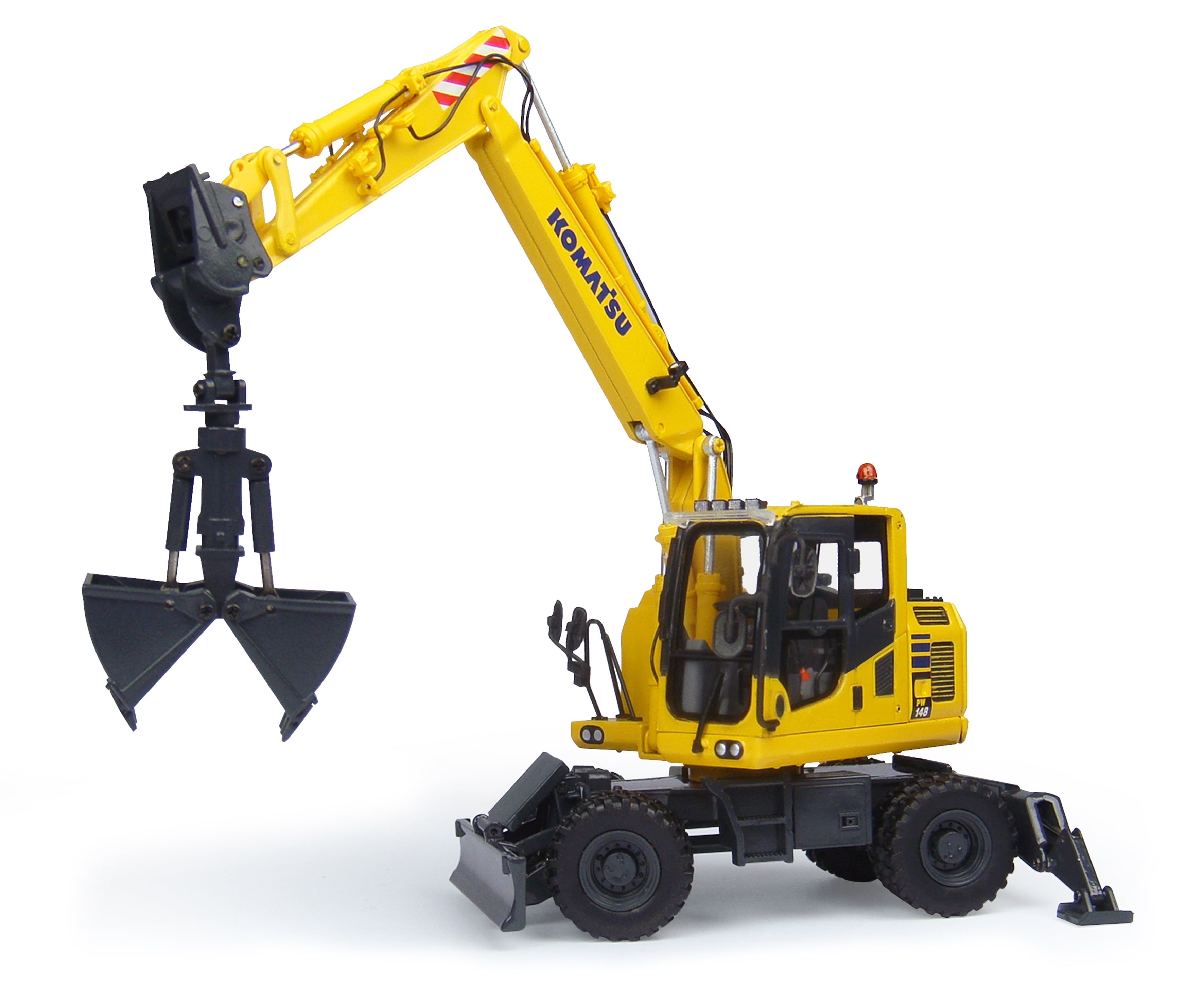Komatsu PW14810 Wheeled Excavator with Clamshell Bucket 1/50 Diecast Model by Universal Hobbies