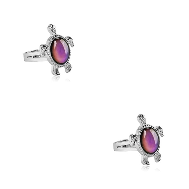 Anillos de humor Sonducket Cambio de color, Moda fluorescente, pequeña tortuga