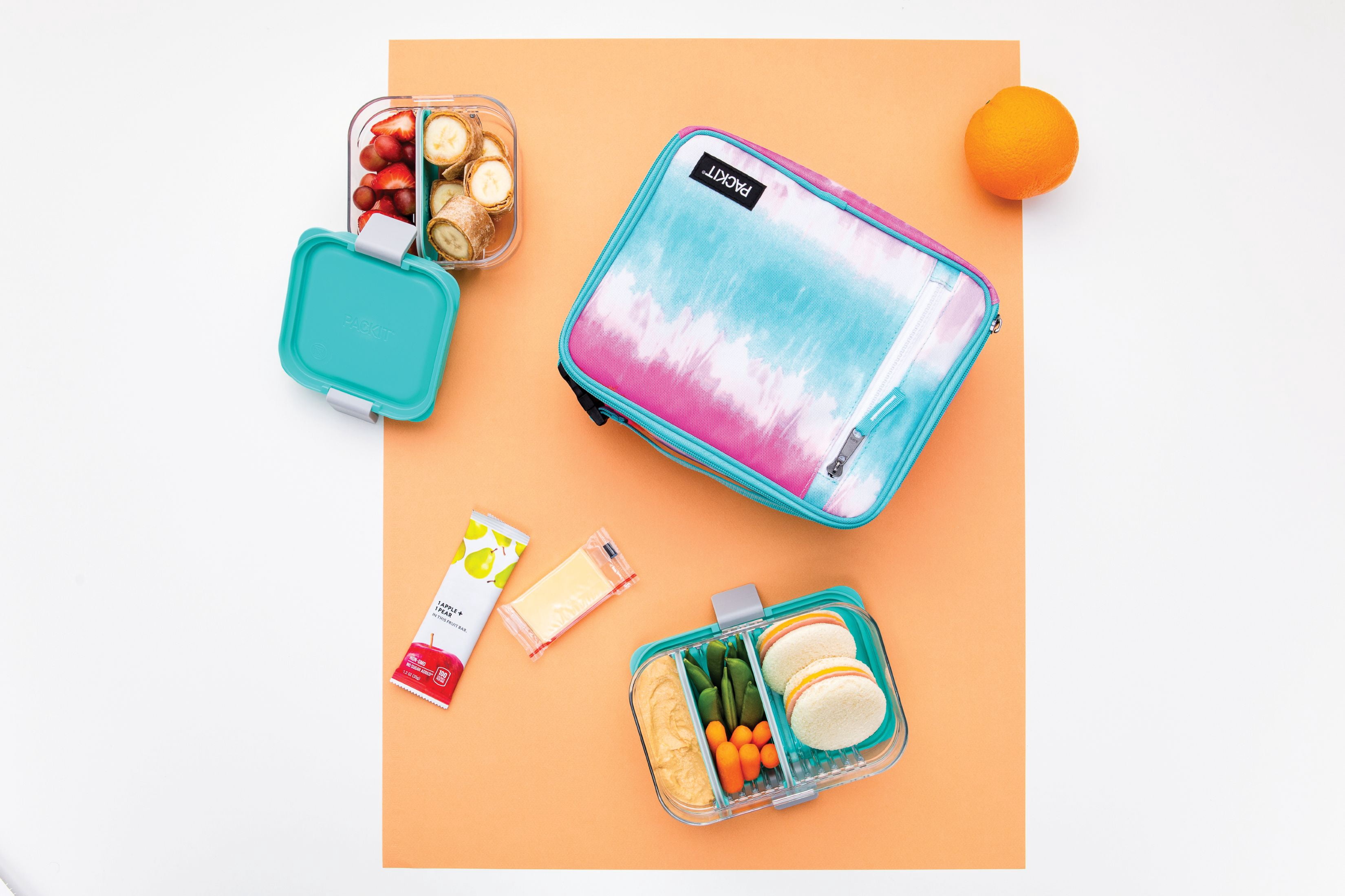 Packit Freezable Classic Lunch Box, Tie Dye Sorbet, Reusable Lunch box, BPA Free, Non Toxic Poly Canvas