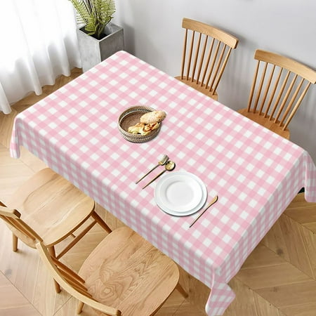 

Tablecloth Pink Small Checked Table Cloth For Rectangle Tables Waterproof Resistant Picnic Table Covers For Kitchen Dining/Party(60x90in)