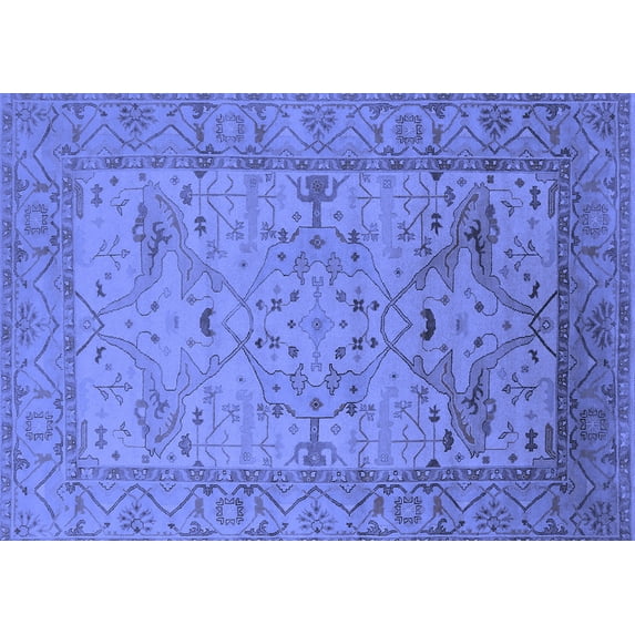 Ahgly Company Indoor Rectangle Oriental Blue Industrial Area Rugs, 7' x 10'