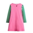thumbnail image 5 of NIEWTR Little Girl Toddler Girls Clothes Christmas Dresses Longsleeve Cartoon Dress Striped Casual T Shirt Skirt For Kids Baby Girls Home School Parties Christmas(3-4 Years,Z05-Hot Pink), 5 of 7