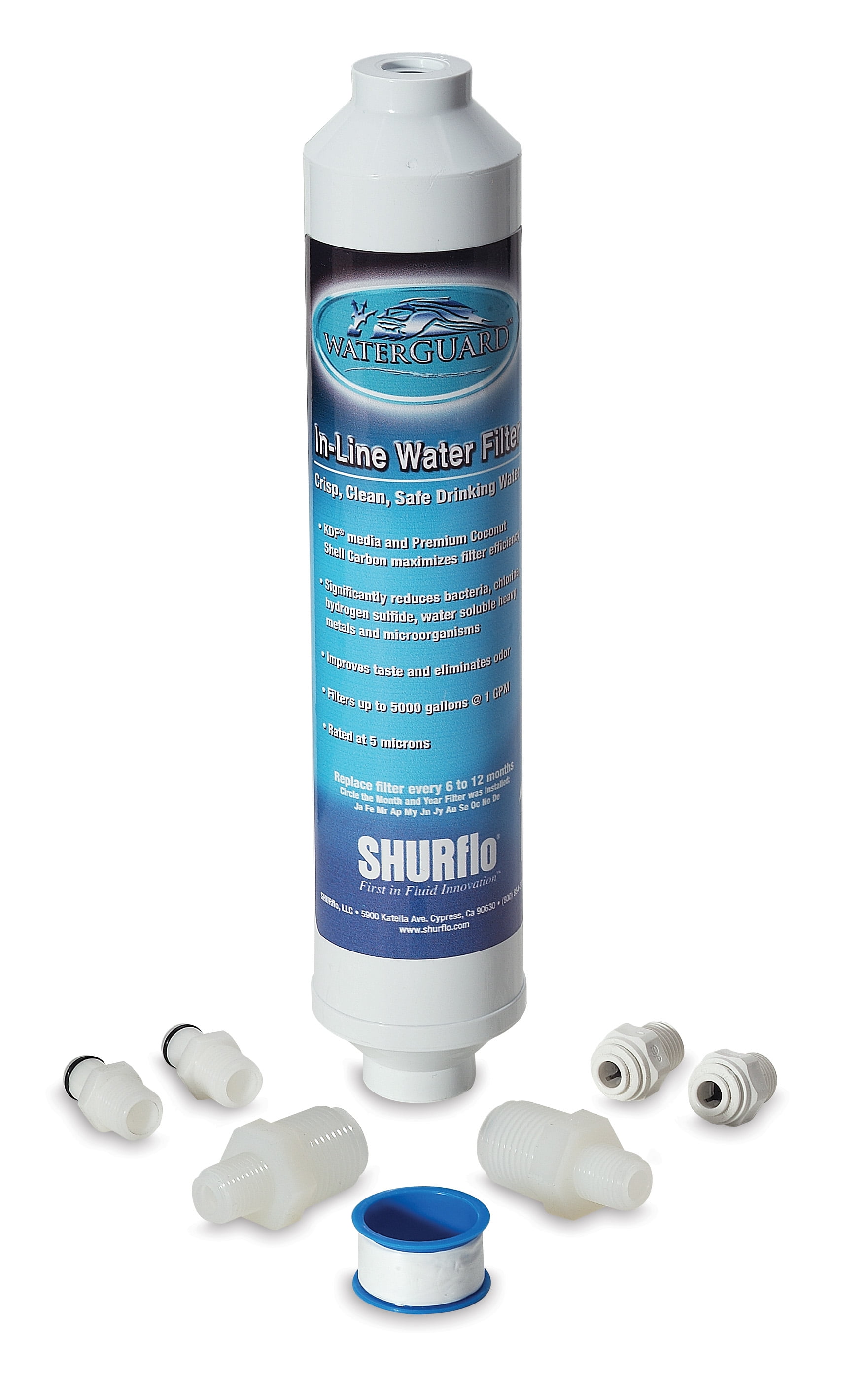 Shurflo 9400950 WaterGuard Universal In Line RV Drinking Water Filter