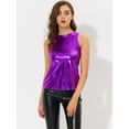 thumbnail image 2 of DARING DIVA Women's Metallic Sleeveless Tank Top XL Purple, 2 of 6