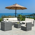 thumbnail image 4 of Costway 8 PCS Wicker Sofa Rattan Furniture Set  Patio Furniture w/ Storage Table White, 4 of 10