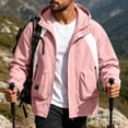 thumbnail image 4 of longantii Waterproof Jackets for Men Lightweight Water Resistant Collared Raincoat Long Sleeve Hooded Coat Relaxed Fit Spring Fall Fishing Tops Pink M, 4 of 5
