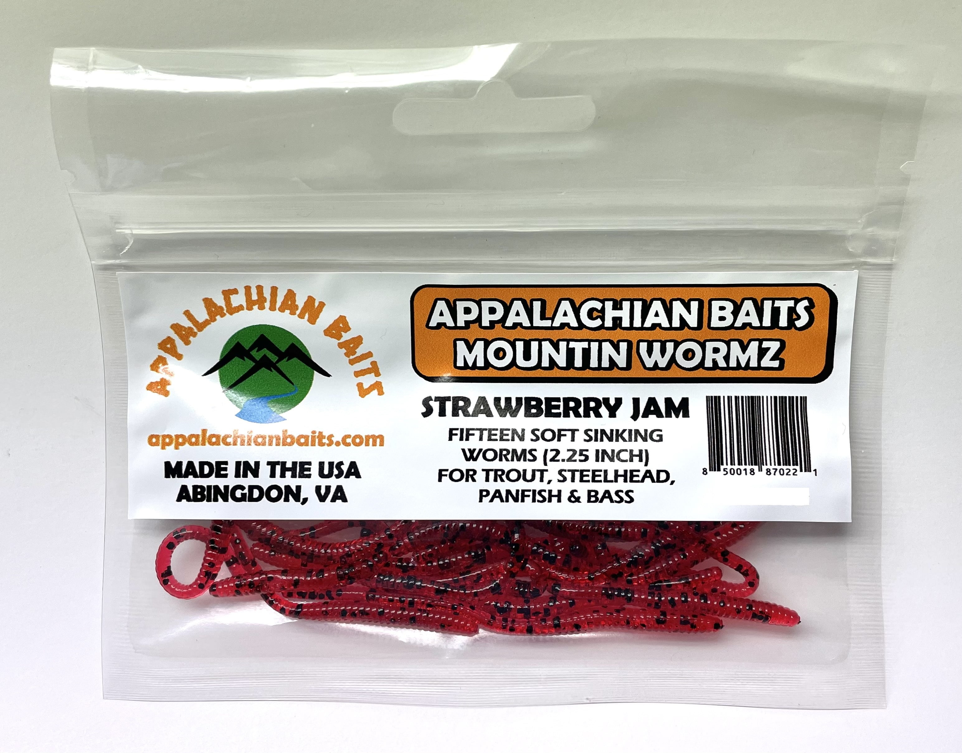 Appalachian Baits Mountin Wormz Strawberry Jam 2 1/4" Soft Sinking
