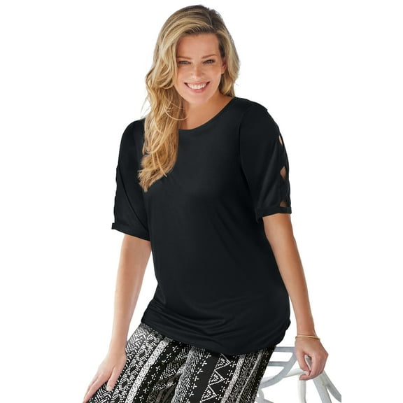Woman Within Plus Size Cut-Out Sleeve Tunic