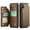 Brown, variant on for iPhone X XS Case with Card Holder, Wallet Case for Women Men with RFID Blocking, Durable Leather Kickstand Magnetic Clasp Shockproof Phone Case for iPhone X XS
