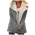 thumbnail image 1 of Heliisoer Women Fashion Big Lapel Plush Coat Contrast Warm Jacket Button Cardigan, 1 of 5