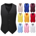 thumbnail image 1 of All Year Round In Stock Main Push Men's Hollow Slim Fashion Plus Size Suit Vest 19 Solid Color Suit Vest Jacket, 1 of 3