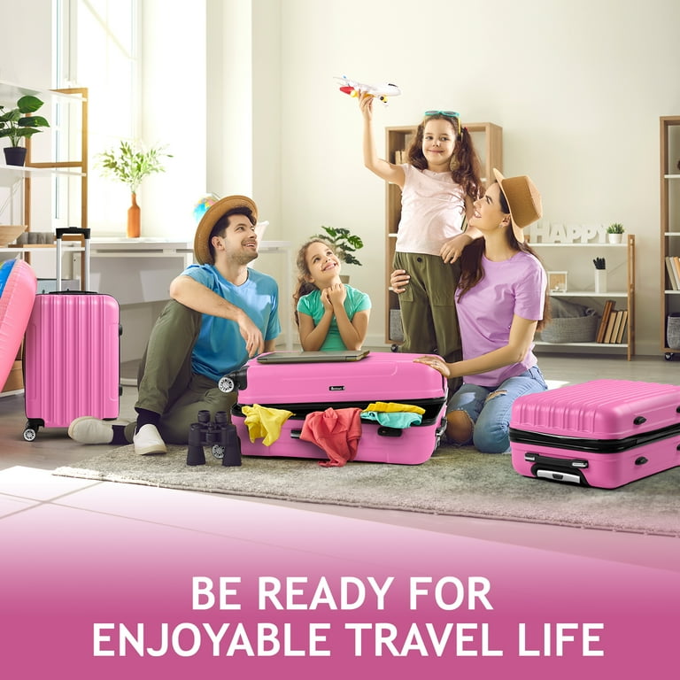 Zimtown 3 Piece Nested Spinner Luggage Set, TSA Lock, Pink