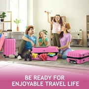 Zimtown 3 Piece Nested Spinner Suitcase Luggage Set With TSA Lock Pink