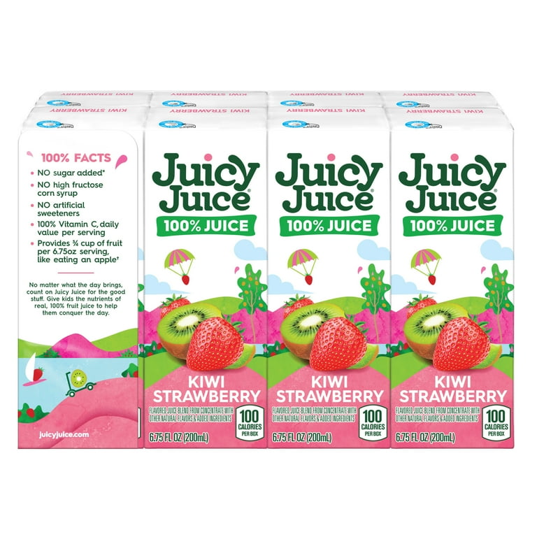 Juicy Juice 100% Kiwi Strawberry Juice, No Added Sugar, 8 Count
