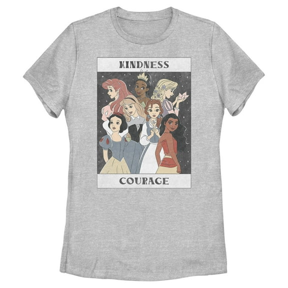 Women's Disney Princesses Kindness and Courage Poster Graphic Tee Athletic Heather Medium