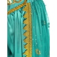 thumbnail image 5 of Lejafay Women Belly Dance Arabic Carnival Satin Pants Dancing Tribal Harem Pants Latern Pants B Peacock Blue One Size, 5 of 7