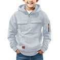thumbnail image 2 of Hoodies for Boys Quarter Zip Hoodie Long Sleeve Hooded Sweatshirt Top with Multi-pocket 9-10 Years Boy Clothes, 2 of 7