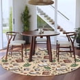 thumbnail image 3 of Tan Coffee Round Area Rug 6Ft Washable Circle Rugs for Bathroom Office, Vintage Latte Cafe Books Leaves Flowers Theme Non-Slip Carpet Floor Mats Indoor Outdoor Carpet Runner Aesthetic Home Decor, 3 of 8
