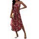 thumbnail image 3 of Vestido largo con estampado floral poliéster resistente a las arrugas correas ajustables transpirables vestido de verano sin tirantes dobladillo alto y bajo para mujeres y ANGGREK  Otros, 3 of 6