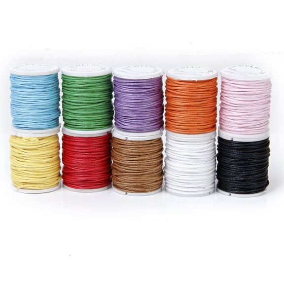 LEDMOMO Cord for Necklace Making Cotton Random Color 10 Rolls 1mm Thickness
