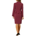 thumbnail image 4 of INSPIRE CHIC Women's Suit Sets Business Outfits Collarless Peplum Blazer Formal Pencil Skirt Suit 2 Piece Set XS Dark Red, 4 of 7