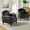 BLACK, variant on Vegan Leather Armchair Set of 2 Living Room Home Office Lounge Single Sofa Nailhead Rolled Arms Accent Chair Adult Navy