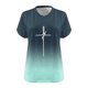 thumbnail image 3 of Camisetas de Verano para Mujeres con Cuello en V de Manga Corta Camiseta Deportiva de Impresión de Pascua, Camiseta Ligera de Base de Algodón de Imitación para el Hogar, Diario Y Desgaste, 3 of 3