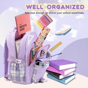 Gmdisc School Backpack for Teens Girls,Large Capacity Fashion School Bag for Kids Lightweight Waterproof Bookbag Daypack for Elementary Middle School Gift,Purple