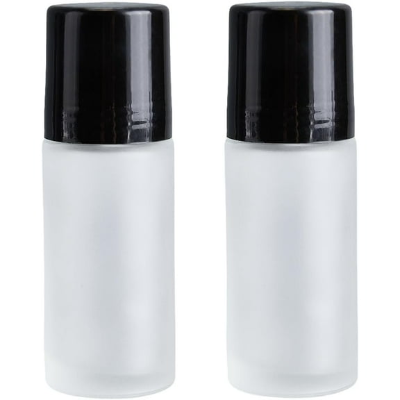 2Pcs 50ml Essential Oil Roller Bottles Frosted Glass Roller Bottles Empty Reusable Deodorant Bottle Roll-on Containers Leak-Proof Refillable Small Travel Container for Fragrance Cosmetics