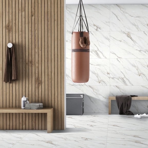 The Tile Life Monarch Oro Borghini 24" x 48" Calacatta Gold Matte Porcelain Floor & Wall Tile, Case (2 Tiles)