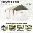 thumbnail image 2 of Kimunuk Canopy Replacement Cover, 12' x 20' Outdoor Portable Carport Replacement Canopy with Ball Bungees for Car Garage Shelter Tent Party Tent, Cream ,Frame is Not Included, 2 of 6