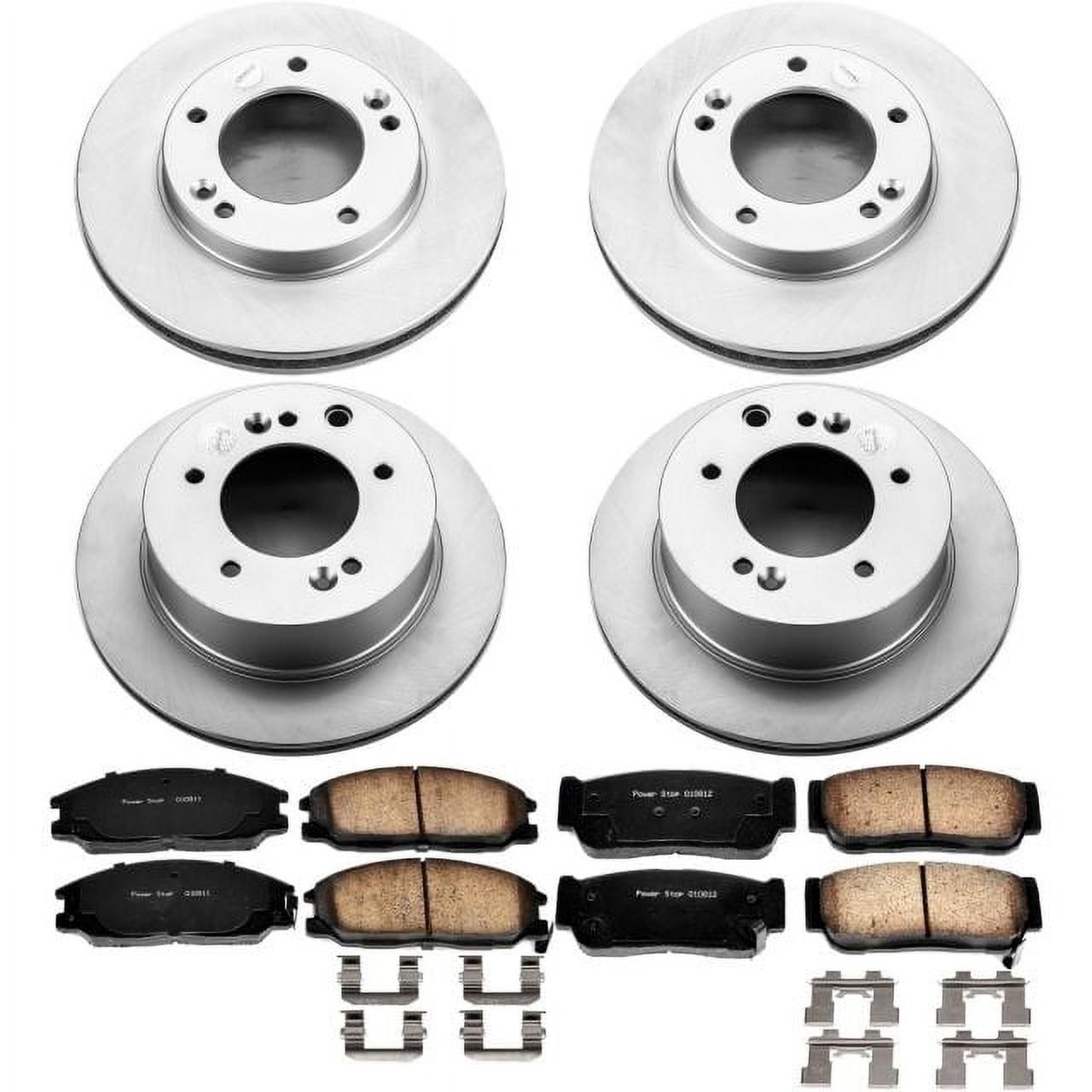 PowerStop Front and Rear Geomet Coated Brake Rotor and Pad Kit Fits: KIA Select Models CRK5900
