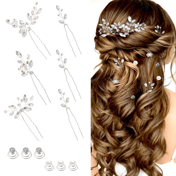 12 Pieces Hair Accessories for Women Pearl Crystal Bridal Hair Pins Wedding HairPieces for Brides Vintage Decorations Bride Bridesmaids