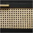 thumbnail image 5 of DecMode 36" x 32" Black Wood 3 Drawer Chest with Beige Rattan Drawers and Gold Handles, 1-Piece, 5 of 16