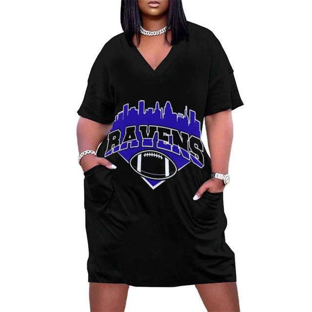 Vestido holgado con bolsillos del equipo de fútbol americano Ravens Skyline, tendencia de ropa de mujer 2025, vestido de invitada de boda 2025
