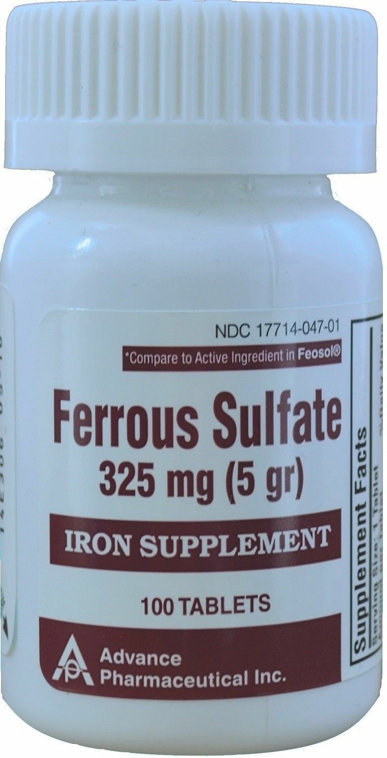 Ferrous Sulfate Iron 325 mg Generic for Feosol 100 Tablets