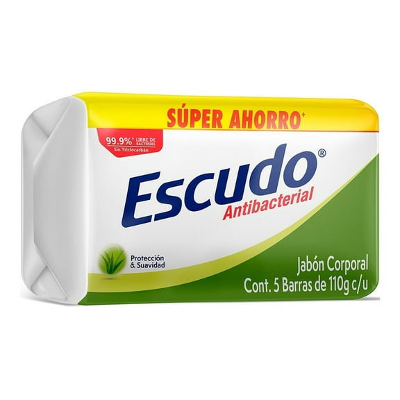 Jabón en barra Escudo antibacterial protección y frescura 5 pzas de 110 g c/u