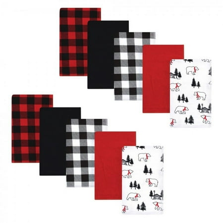 UPC: 0660168146509 | Hudson Baby Infant Boy Cotton Flannel Burp Cloths Buffalo Plaid Bear One Size