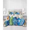 thumbnail image 2 of Quilts Twin-XL Size Bedding Set, Beach Surfboard Lightweight Quilted Comforter, Summer Sea Surfing Tropical Botanical Tree Soft Bedspread Coverlet with Pillow Covers for All Season, 68" x 98", 2 of 7