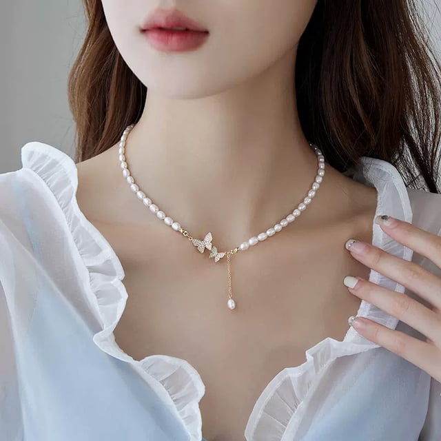 Collar De Perlas De Moda Para Las Mujeres Cadena De Cuentas Gargantilla Colgante Collares Accesorios De Joyería