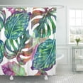 thumbnail image 1 of WOPOP Green Tropic Tropical Leaves Jungle Leaf Watercolor Floral Pattern White Monstera Summer Aloha Shower Curtain 60x72 inch, 1 of 1