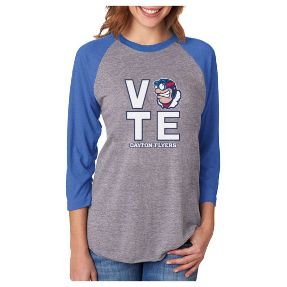 Tstars Dayton Flyers University Vote Rudy Flyer 3-4 Women Sleeve Baseball Jersey Shirt