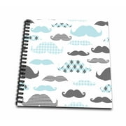 3dRose Mustache Pattern Argyle Gingham - Mini Notepad, 4 by 4-inch