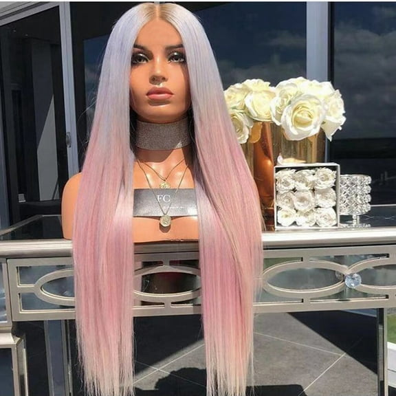 DOPI Women's Fashion Wig Black Synthetic Hair Long Wigs straight Wig