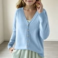 thumbnail image 5 of BXJX Girls Cardigan Sweaters, V Neck Casual Long Sleeve Button Down Fall Knit Layering Tops Light Blue Size 8-9 T, 5 of 5