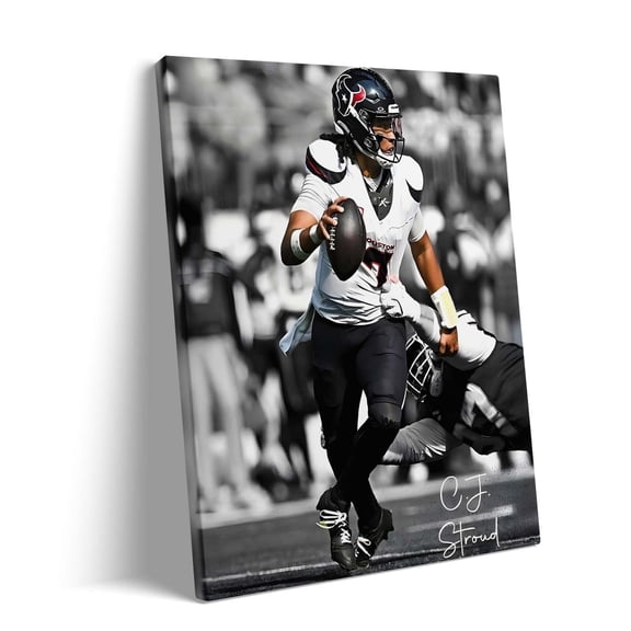 MAKE American Football Sports Canvas Wall Art C.J. Stroud Framed Poster Wall Decor Print For Kids Teen Birthday Gifts Rugby Star Pictures for Living Room Bedroom Home Decoration