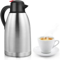 SSAWcasa Thermal Coffee Carafe 68oz Double Wall Vacuum Coffee Thermos Stainless Steel Insulated Airpot Thermal Pot Flask Water Beverage Dispenser 12 Hour Heat Retention/24 Hour Cold Retention(Silver)